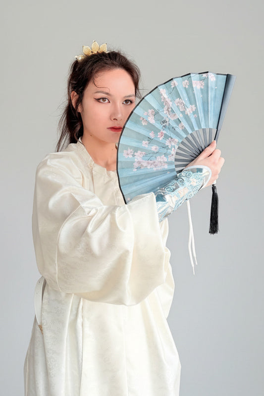 Hanfu de la dynastie Tang 唐 - Robe à col rond blance - HanWen Shop