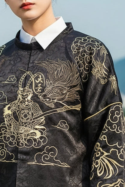 Hanfu de la dynastie Tang 唐 - Robe noir et or brodé - HanWen Shop