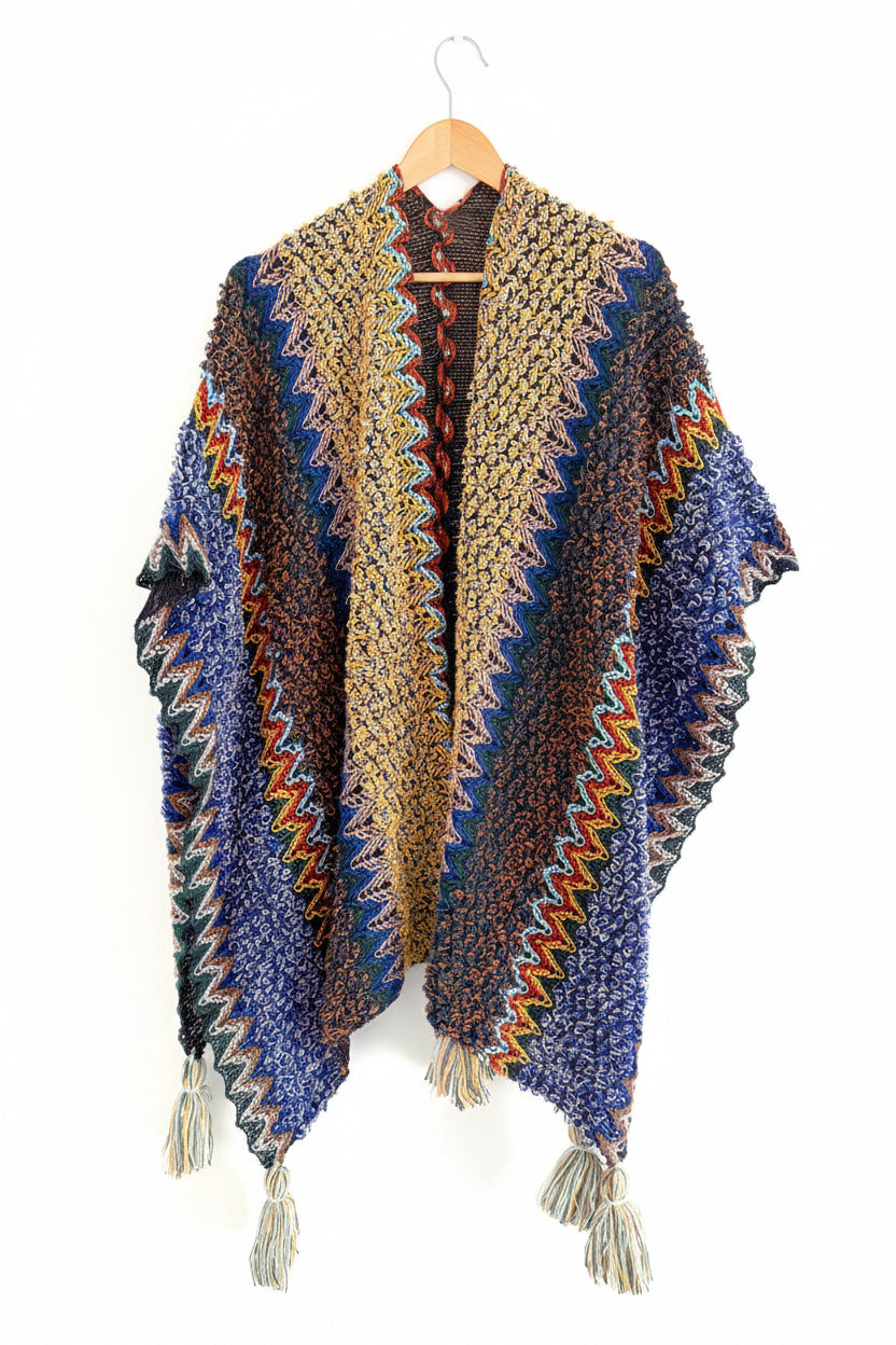 Hanfu moderne - Châle Ethnique Multicolore à Pompons - HanWen Shop