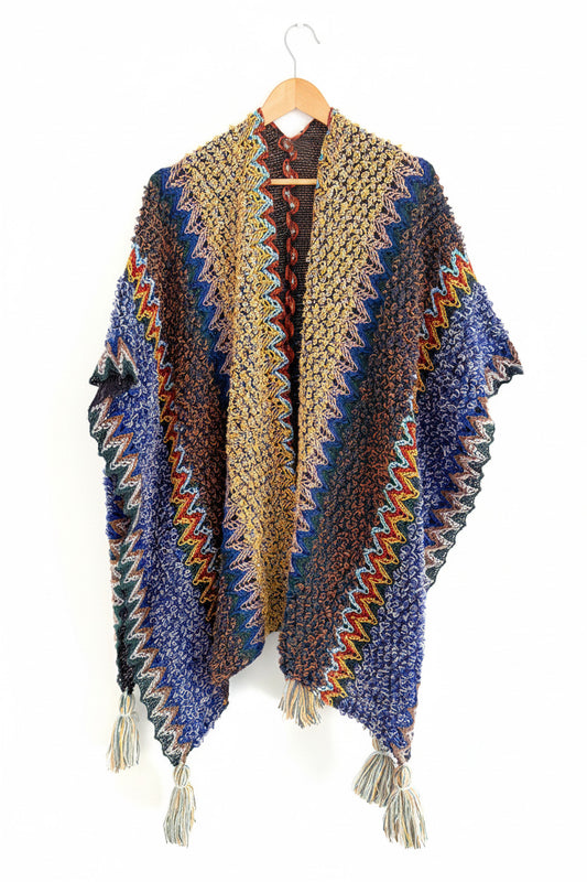 Hanfu moderne - Châle Ethnique Multicolore à Pompons - HanWen Shop
