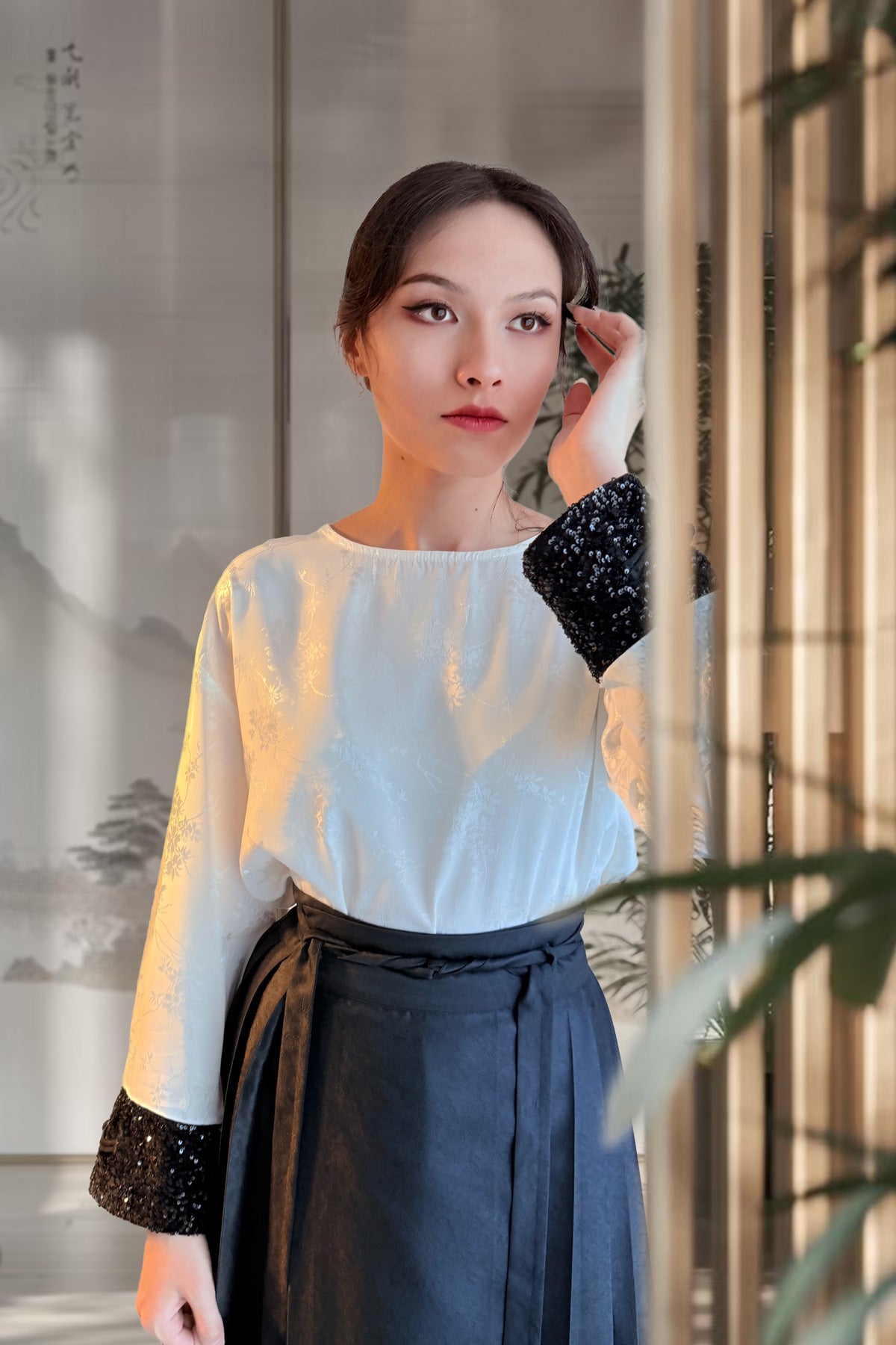 Hanfu moderne - Chemisier en jacquard - HanWen Shop