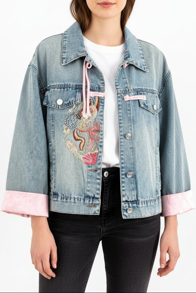 Hanfu moderne - Veste en Jean avec broderie - HanWen Shop