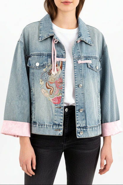 Hanfu moderne - Veste en Jean avec broderie - HanWen Shop