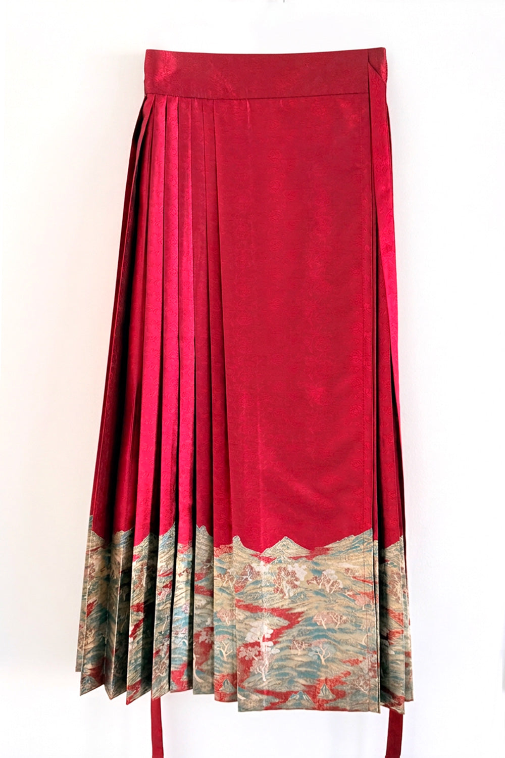Jupe Hanfu "MaMian Qun" de la dynastie Ming 明 - Paysage des Mille Lieux - HanWen Shop