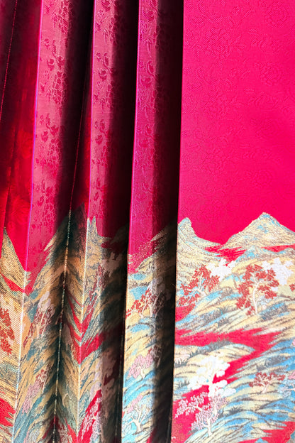 Jupe Hanfu "MaMian Qun" de la dynastie Ming 明 - Paysage des Mille Lieux - HanWen Shop