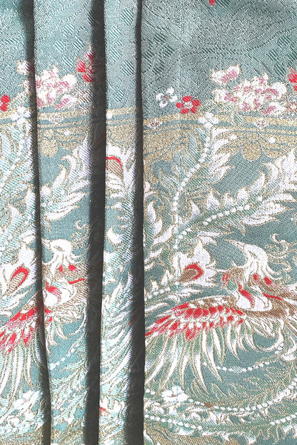 Jupe Hanfu "MaMian Qun" de la dynastie Ming 明 - Phénix vert - HanWen Shop