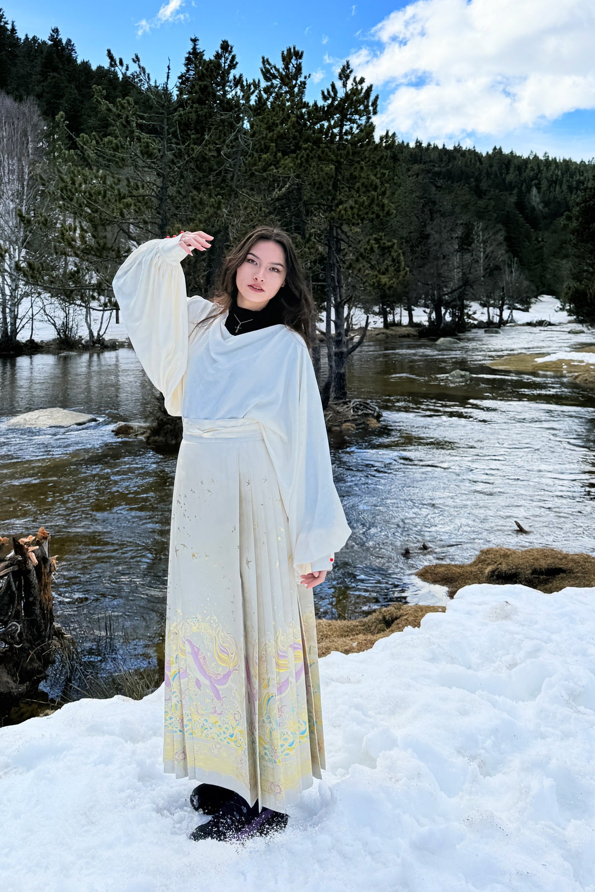 Mamian Qun du Hanfu de la dynastie Ming - Jupe Grand Poisson "Kunpeng" - HanWen Shop