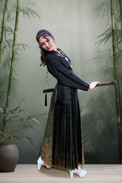 Mamian Qun du Hanfu de la dynastie Ming - Jupe "Arbre aux Pièces en Bronze" -HanWen Shop