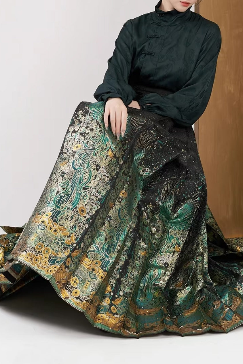 Mamian Qun du Hanfu de la dynastie Ming - Jupe "Arbre aux Pièces en Bronze" -HanWen Shop
