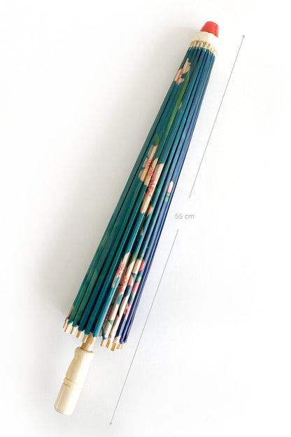 Ombrelle Chinoise en papier à l'huile - Sakura bleu - HanWen Shop