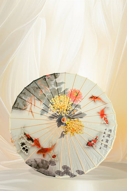 Ombrelle chinoise en papier à l'huile - Bonheur et Prospérité