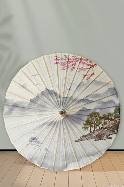 Ombrelle chinoise en papier à l'huile - Paysage de Brume - HanWen Shop