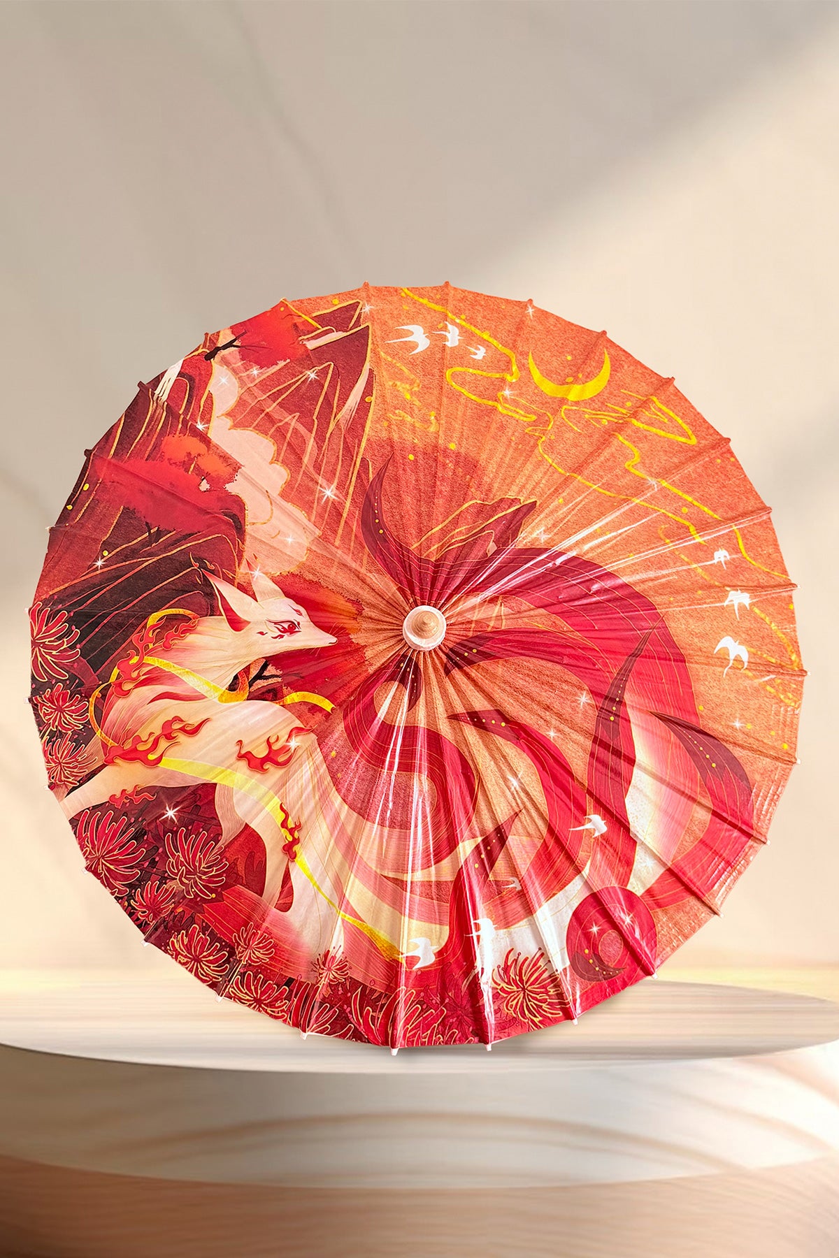 Ombrelle chinoise en papier à l'huile - Renarde à neuf queues - HanWen Shop