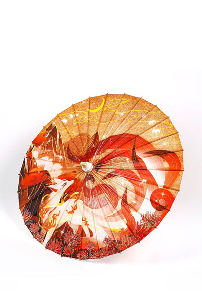 Ombrelle chinoise en papier à l'huile - Renarde à neuf queues - HanWen Shop
