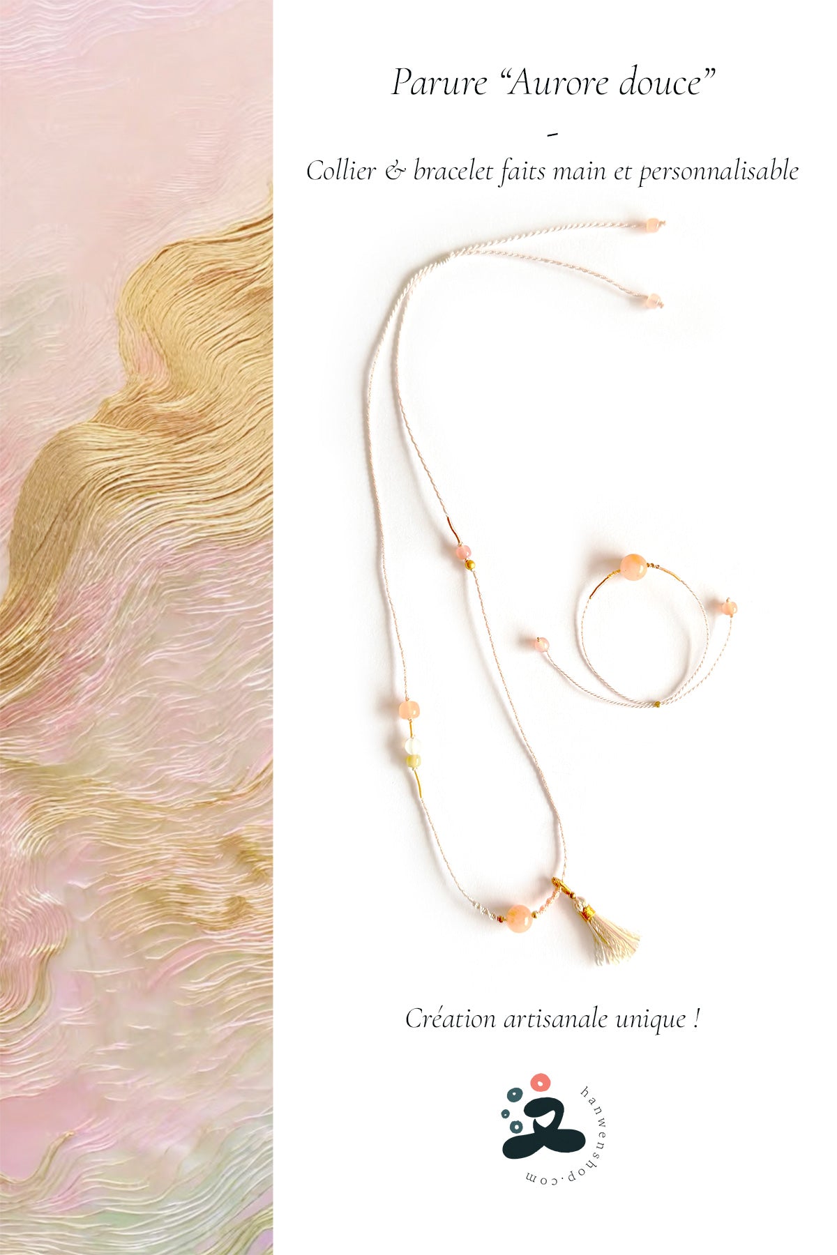 Parure "Aurore douce" Collier & bracelet faits main et personnalisable - HanWen Shop