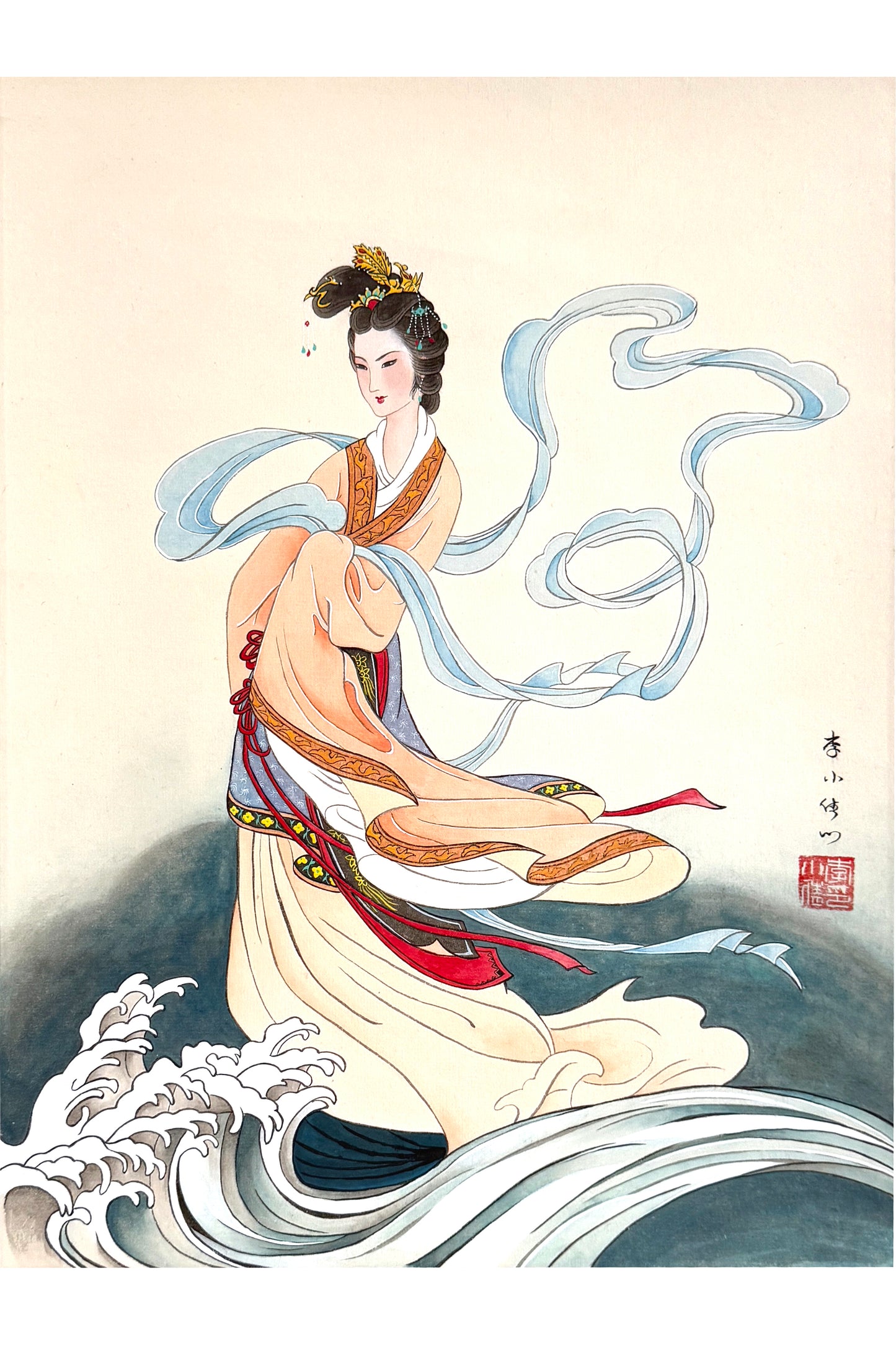 Peinture chinoise en style Gongbi - La Déesse de la Rivière Luo