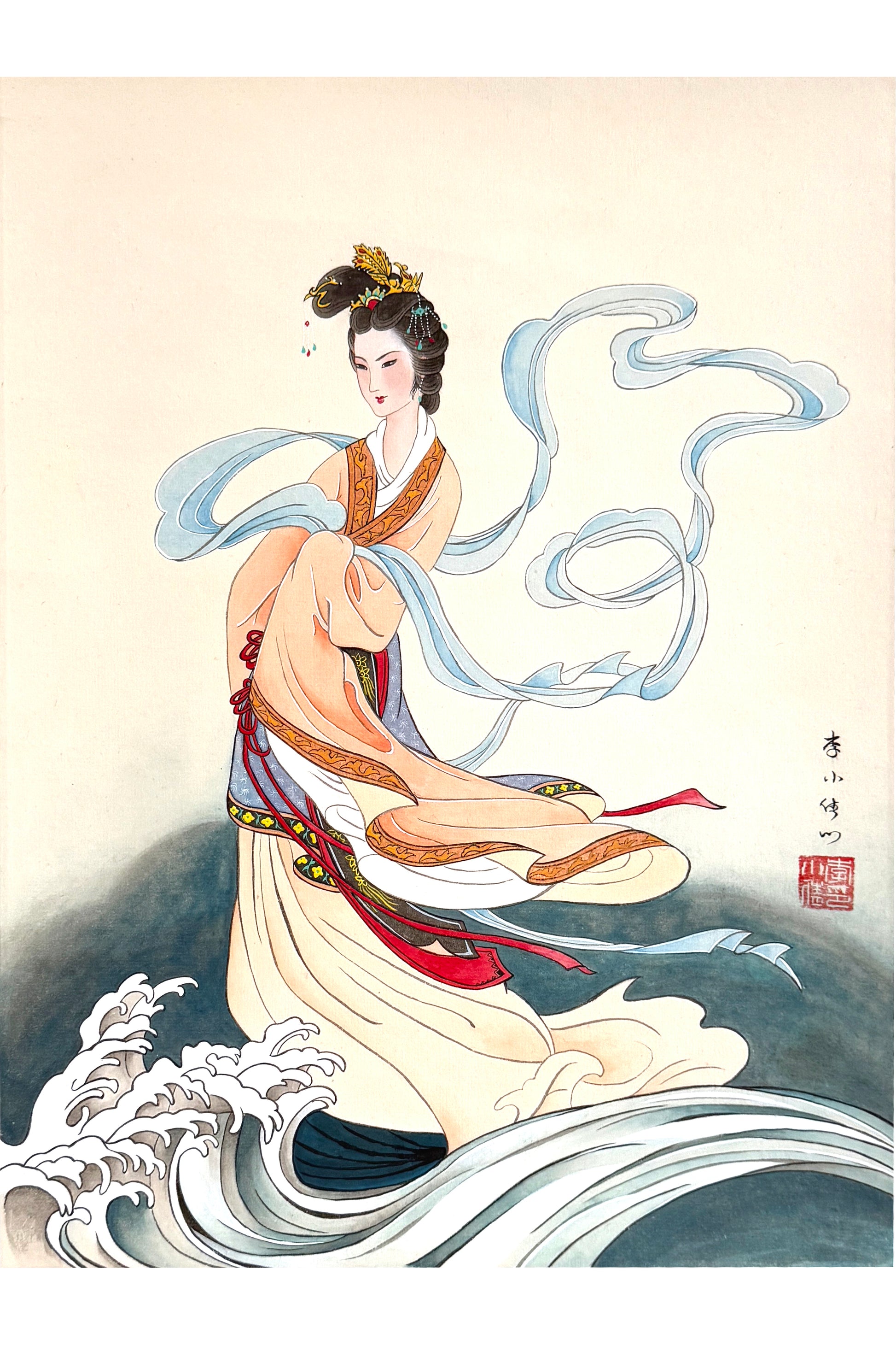 Peinture chinoise en style Gongbi - La Déesse de la Rivière Luo