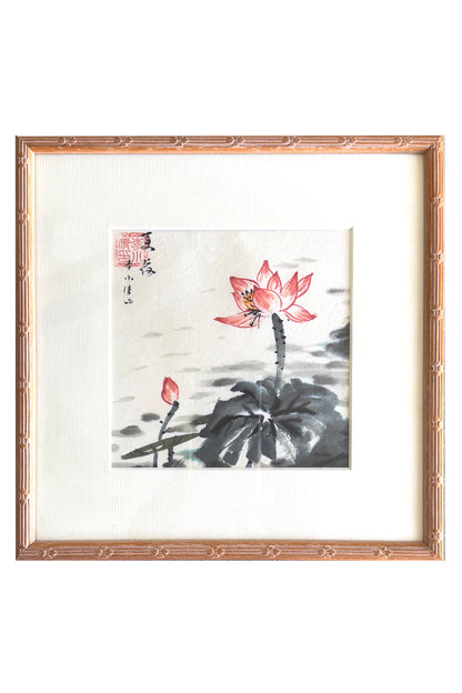 Peinture chinoise en style Xieyi - Lotus en Fleur avec cadre