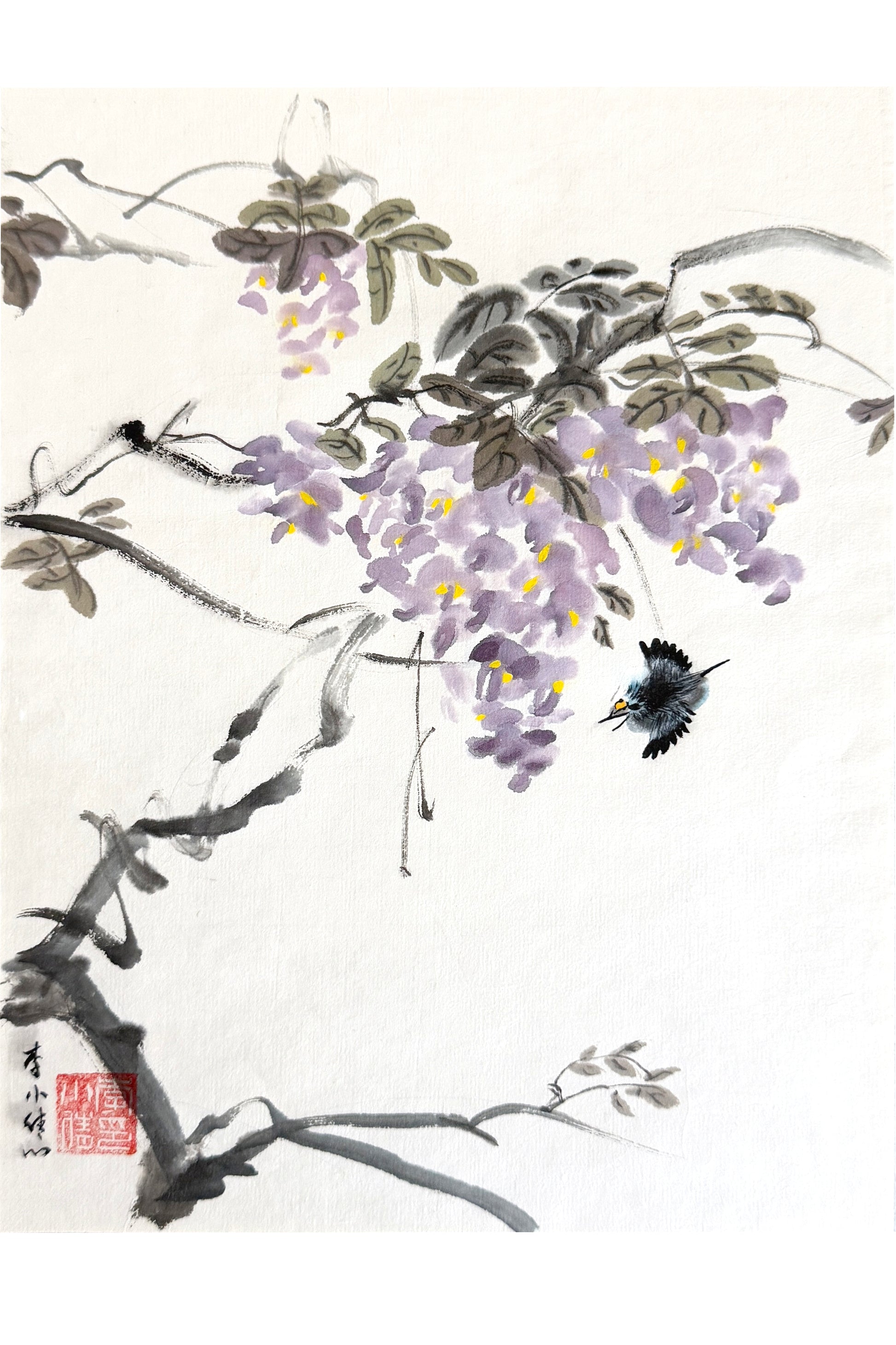 Peinture chinoise en style Xieyi - Fleurs de Glycine