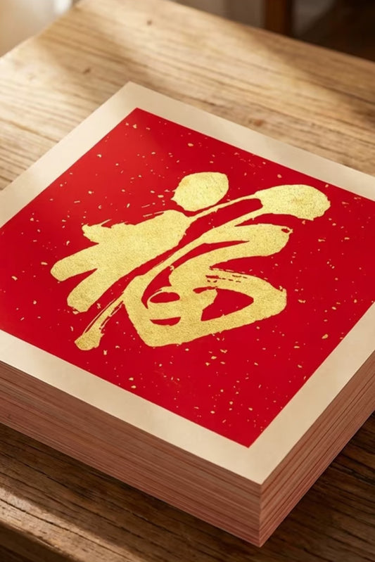 Prénom chinois personnalisé en calligraphie chinoise  - Fond rouge - HanWen Shop
