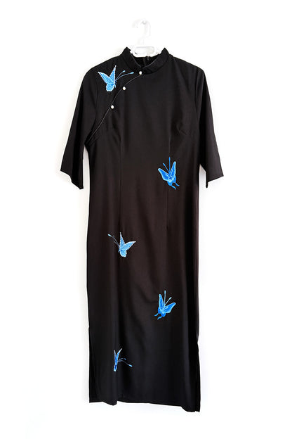 Qipao du hanfu moderne 汉元素 - brodée papillons bleus