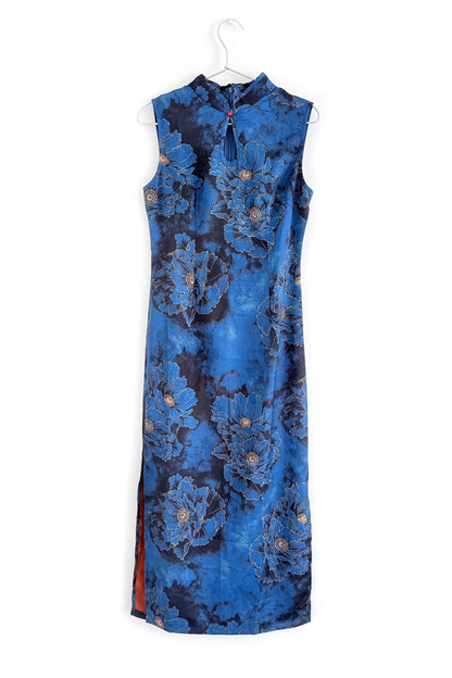 Qipao du hanfu moderne 汉元素 -  bleu sans manches - HanWen Shop