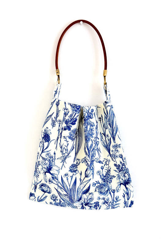 Sac Tissu Fait Main – Motif Fleurs Porcelaine Bleue - HanWen Shop
