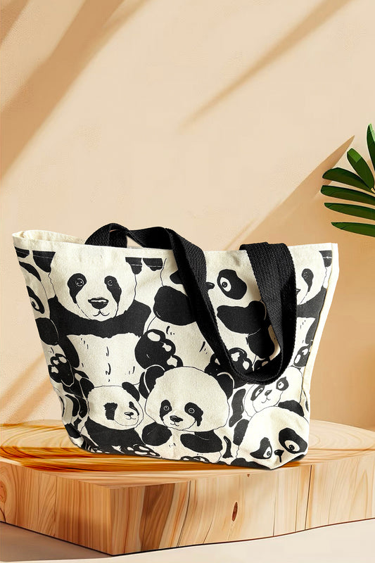 Sac en toile – Panda avec fermeture éclair