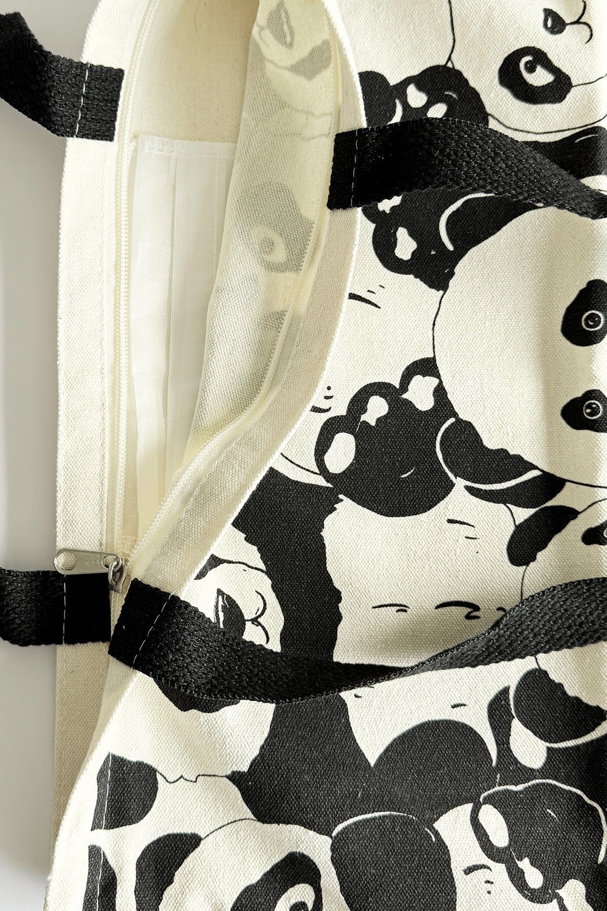 Sac en toile – Panda avec fermeture éclair