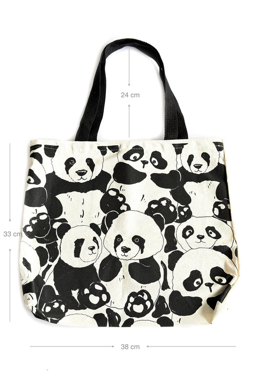 Sac en toile – Panda avec fermeture éclair