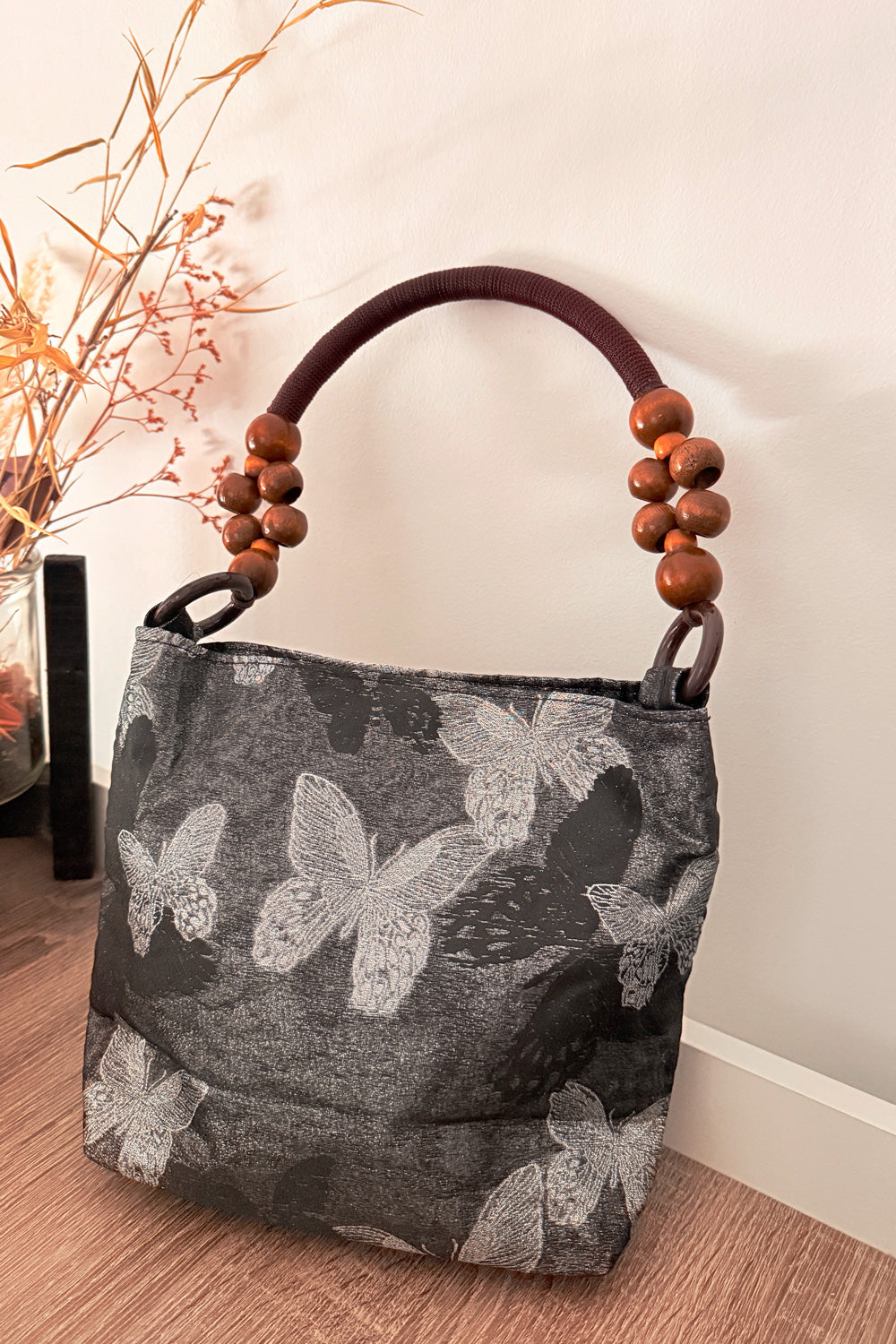 Sac à épaule rétro moderne – soie jacquard papillon - HanWen Shop