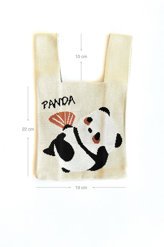 Sac à main tricoté Panda violet clair