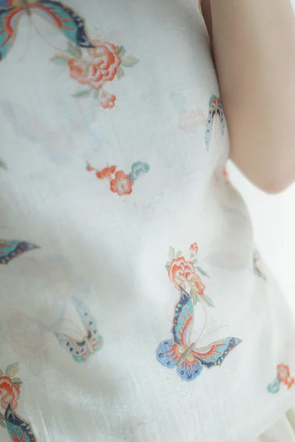 Top du Hanfu de la dynastie Song 宋 - Motif papillon - HanWen Shop