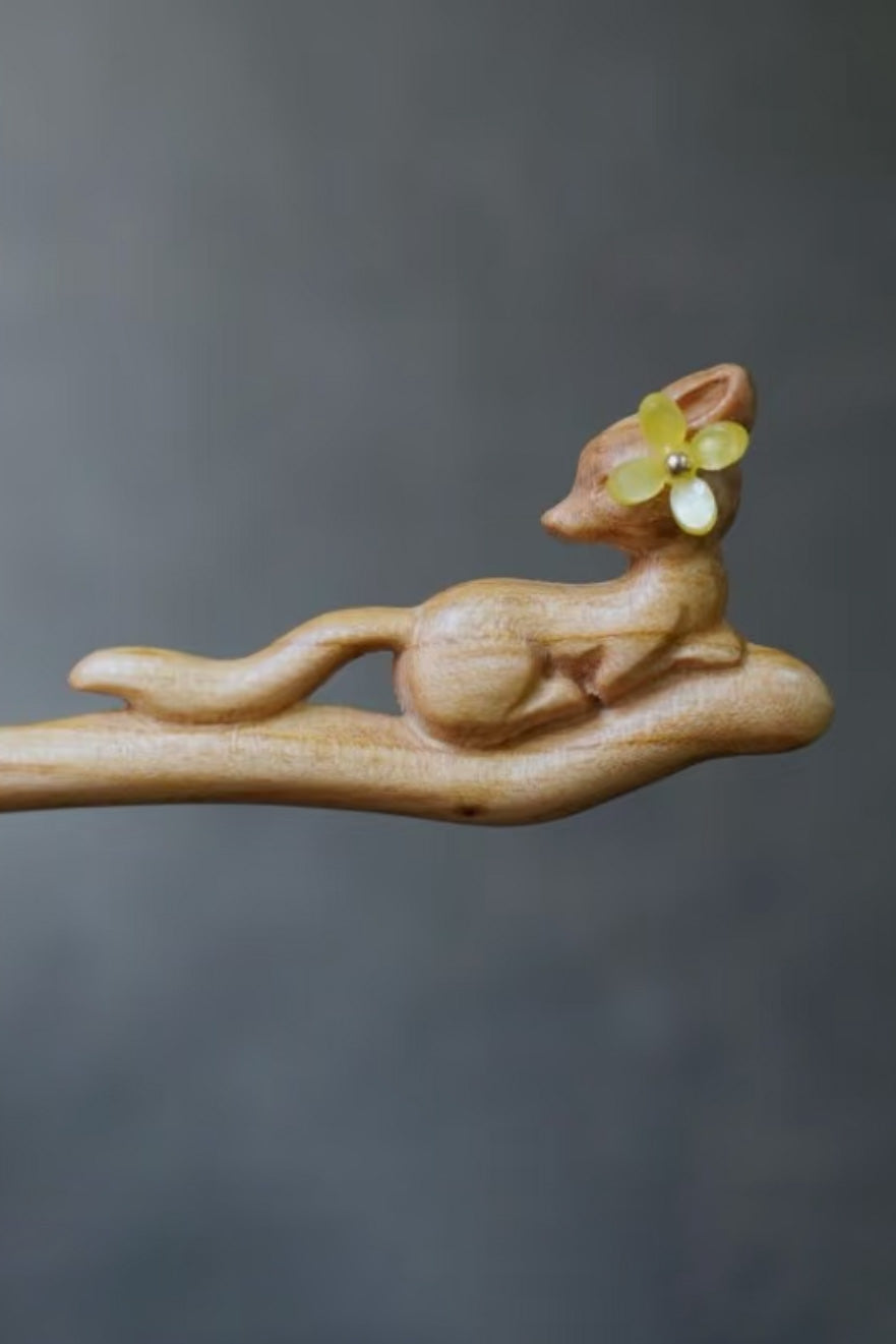 Épingle à cheveux en Bois de Pêcher – collection naturelle - HanWen Shop