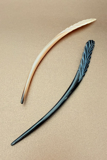 Épingle à cheveux en Corne Naturelle – Motif Plume - HanWen Shop