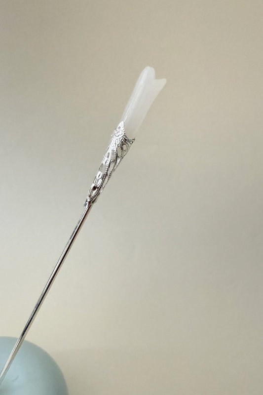 Épingle à cheveux argentée - Magnolia blanc - HanWen Shop