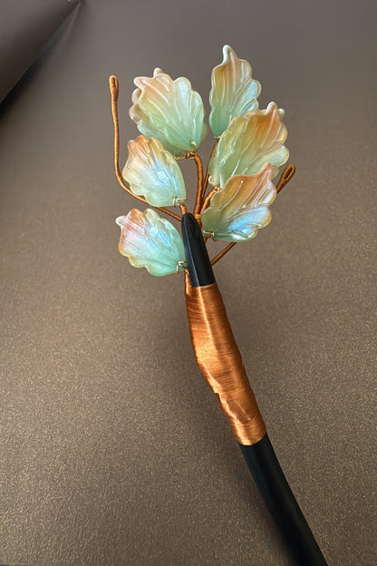 Épingle à cheveux en bois - Série Fleurs d’Orient - HanWen Shop