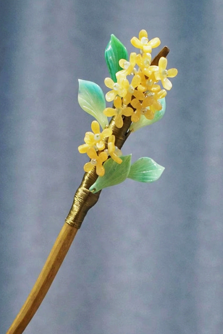 Épingle à cheveux en bois - Série Fleurs d’Orient - HanWen Shop