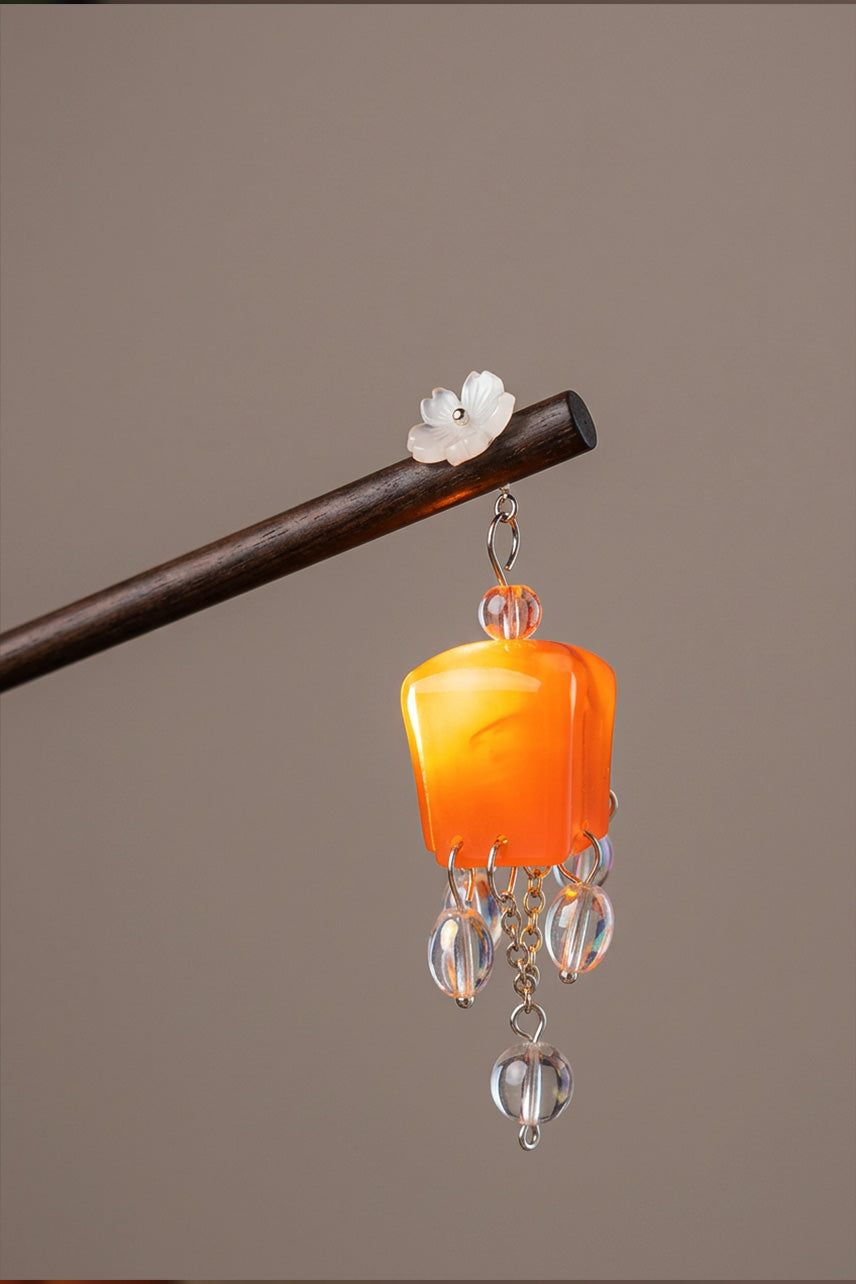 Épingle à cheveux en bois avec lumière LED – Lanterne du Kongming - HanWen Shop