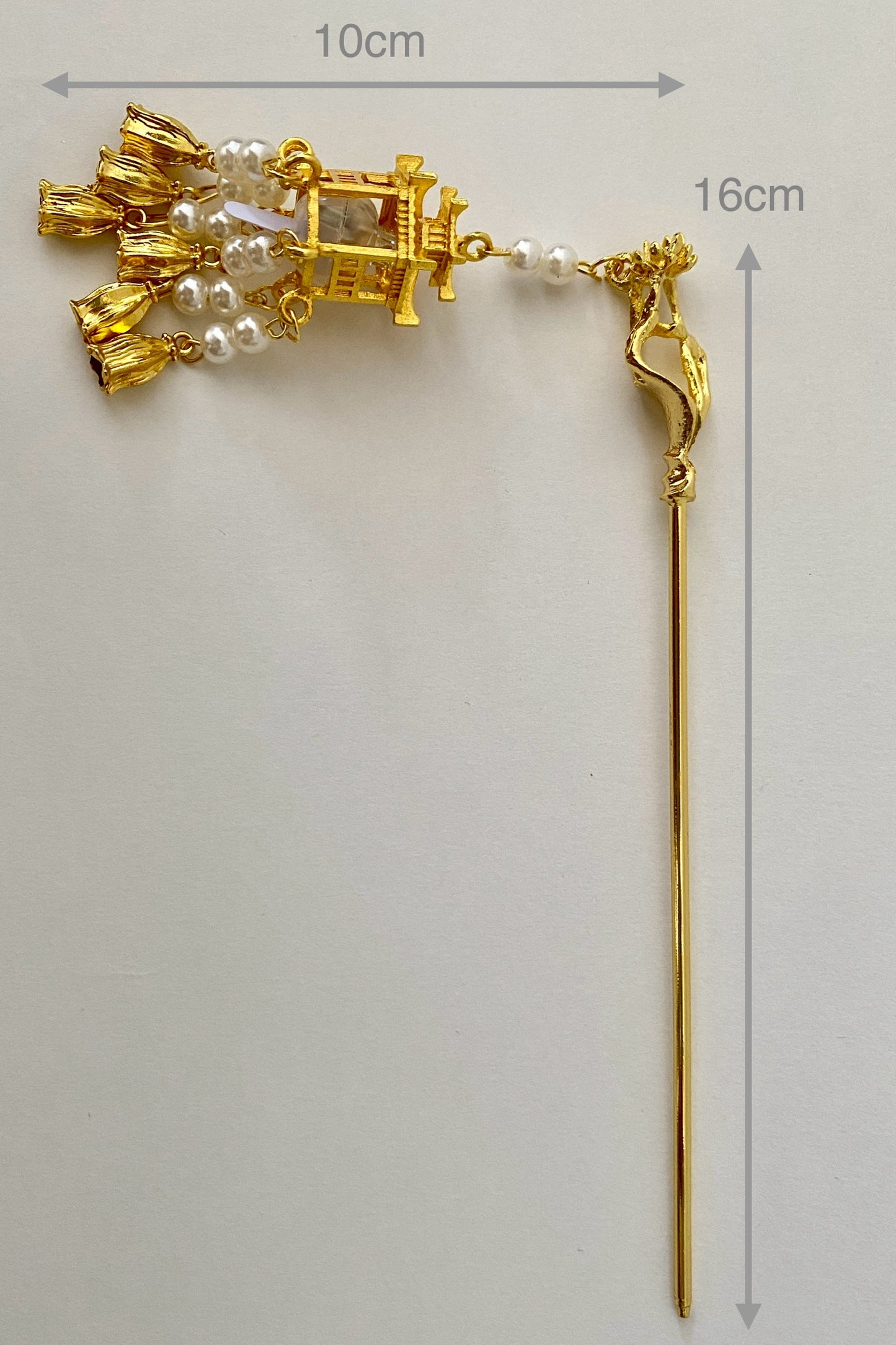 Épingle à cheveux chinoise en lanterne du palais avec lumière LED et pendentif de perles - HanWen Shop