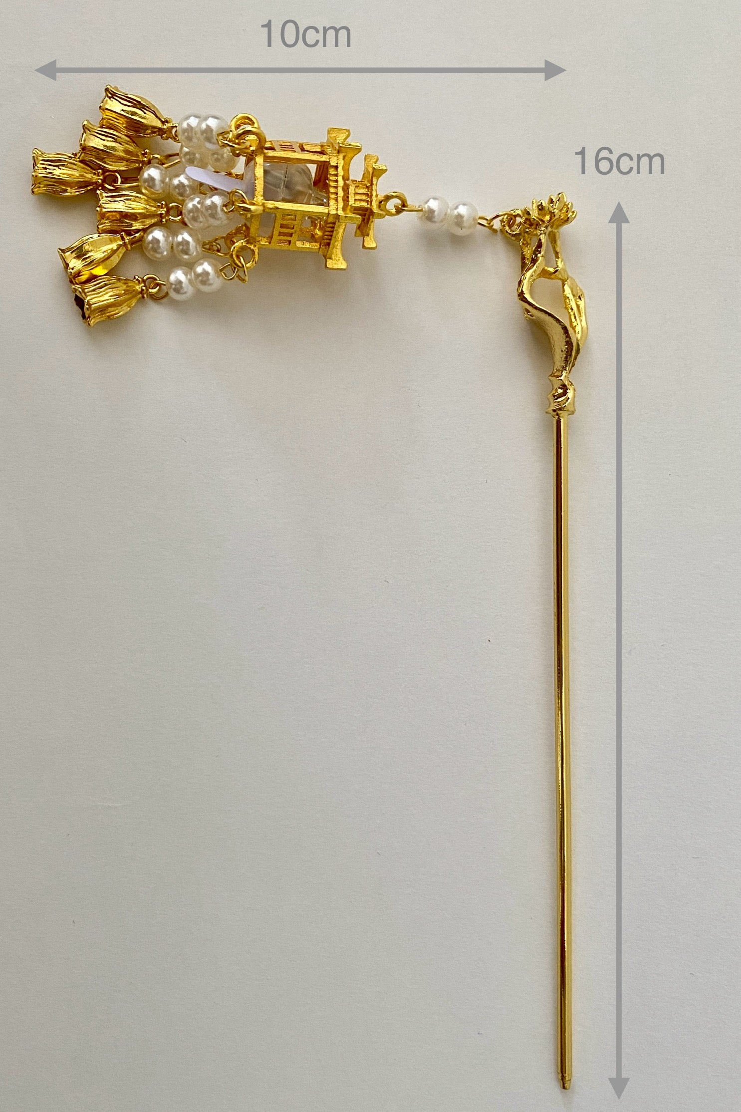 Épingle à cheveux chinoise en lanterne du palais avec lumière LED et pendentif de perles - HanWen Shop