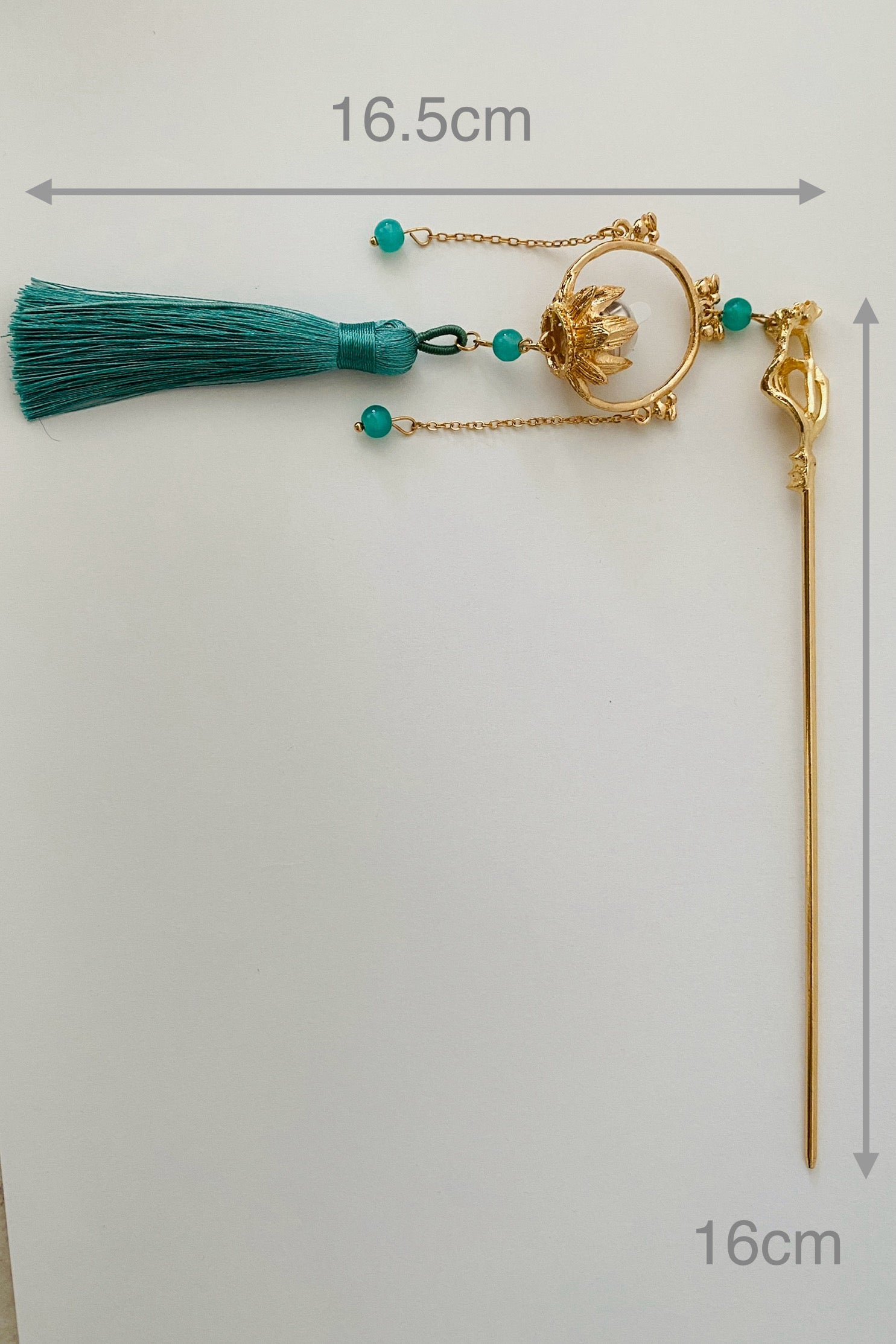 Épingle à cheveux chinoise en lanterne fleur de lotus avec lumière LED et pompon - HanWen Shop