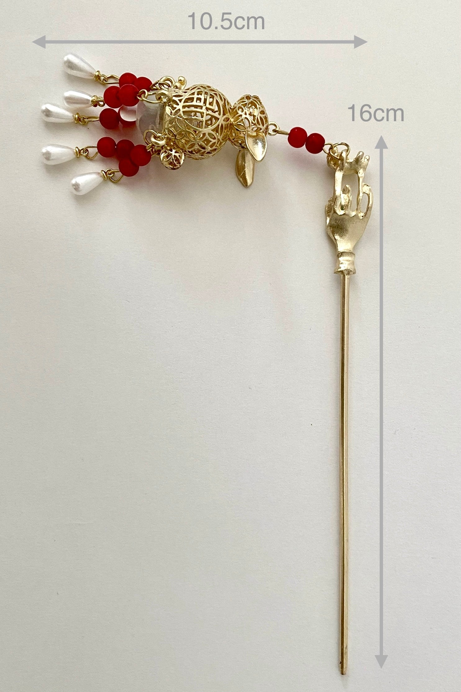 Épingle à cheveux chinoise en lanterne lapin bénédiction avec lumière LED et pendentif de perles - HanWen Shop