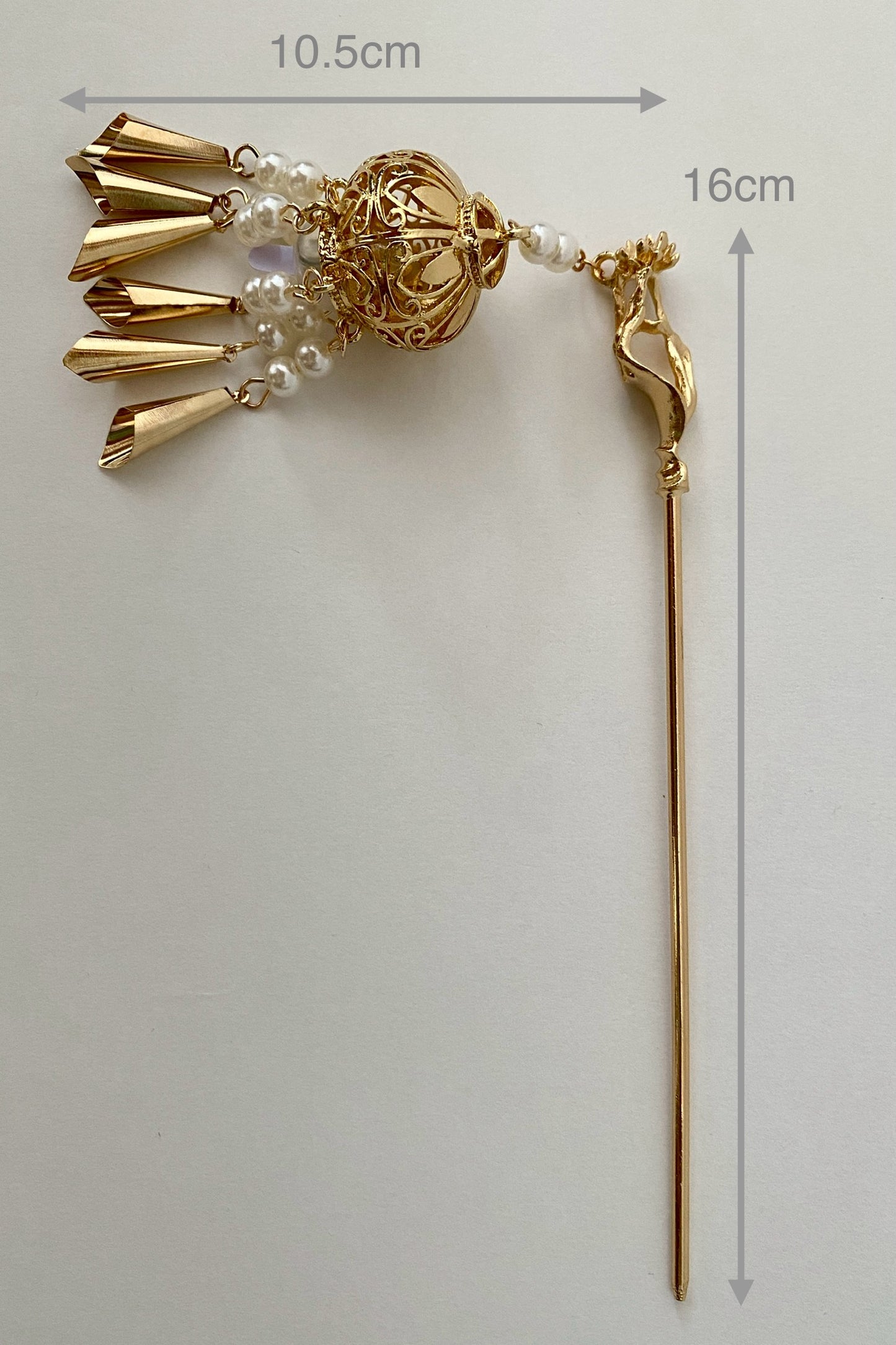 Épingle à cheveux chinoise en lanterne ronde avec lumière LED et pendentif de carillons éoliens avec perles - HanWen Shop