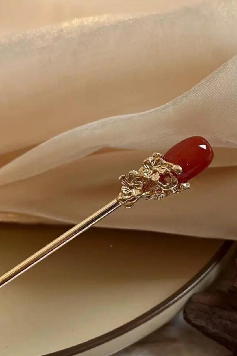 Épingle à cheveux dorée - vintage rouge - HanWen Shop