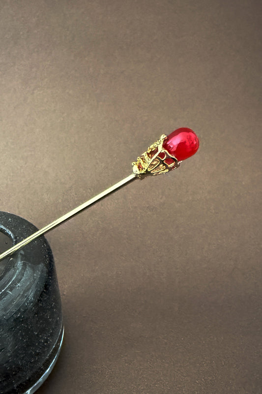 Épingle à cheveux dorée - vintage rouge - HanWen Shop