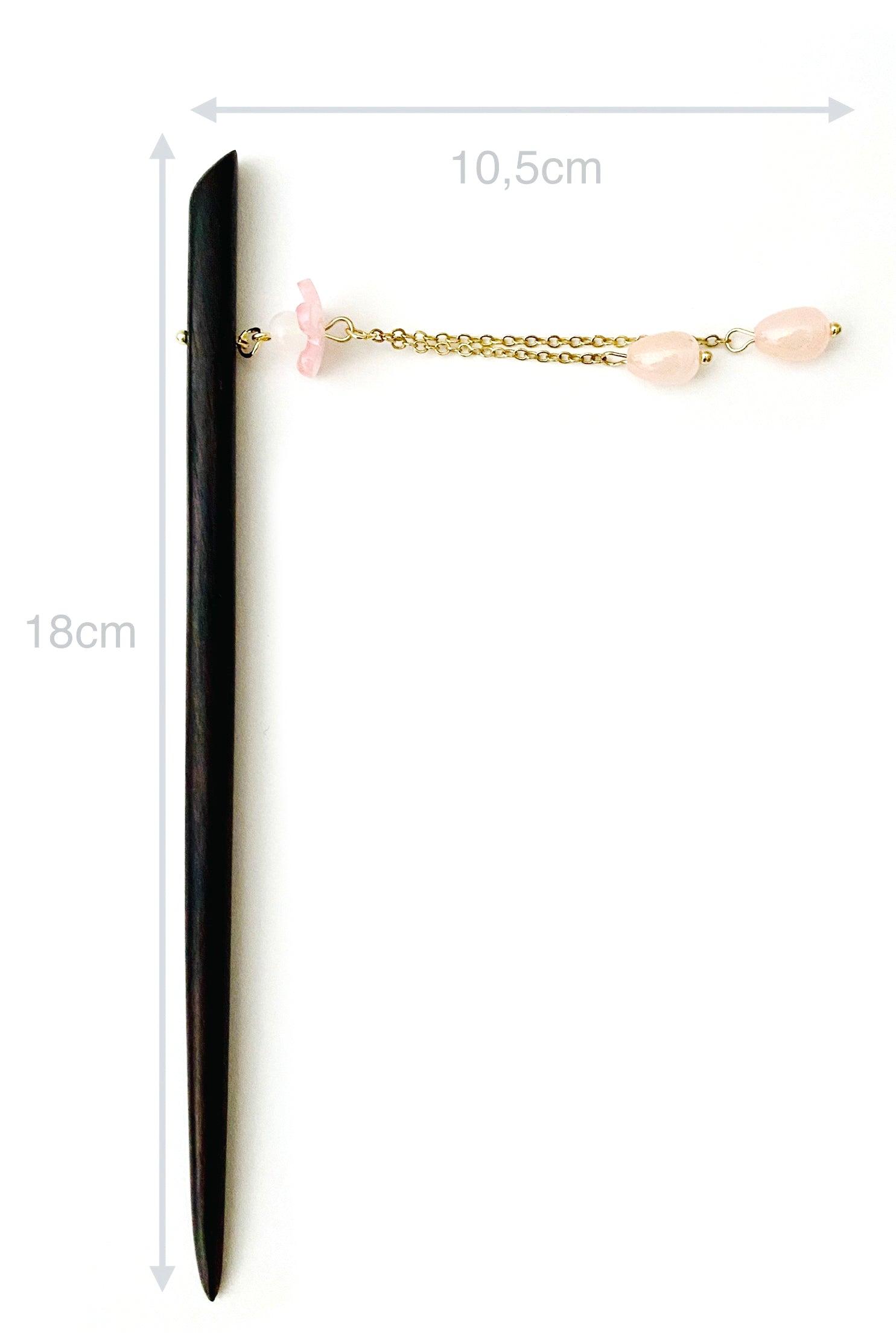 Épingle à cheveux en bois de style chinois rétro avec fleur et pendentif des perles roses en forme de goutte d'eau - HanWen Shop