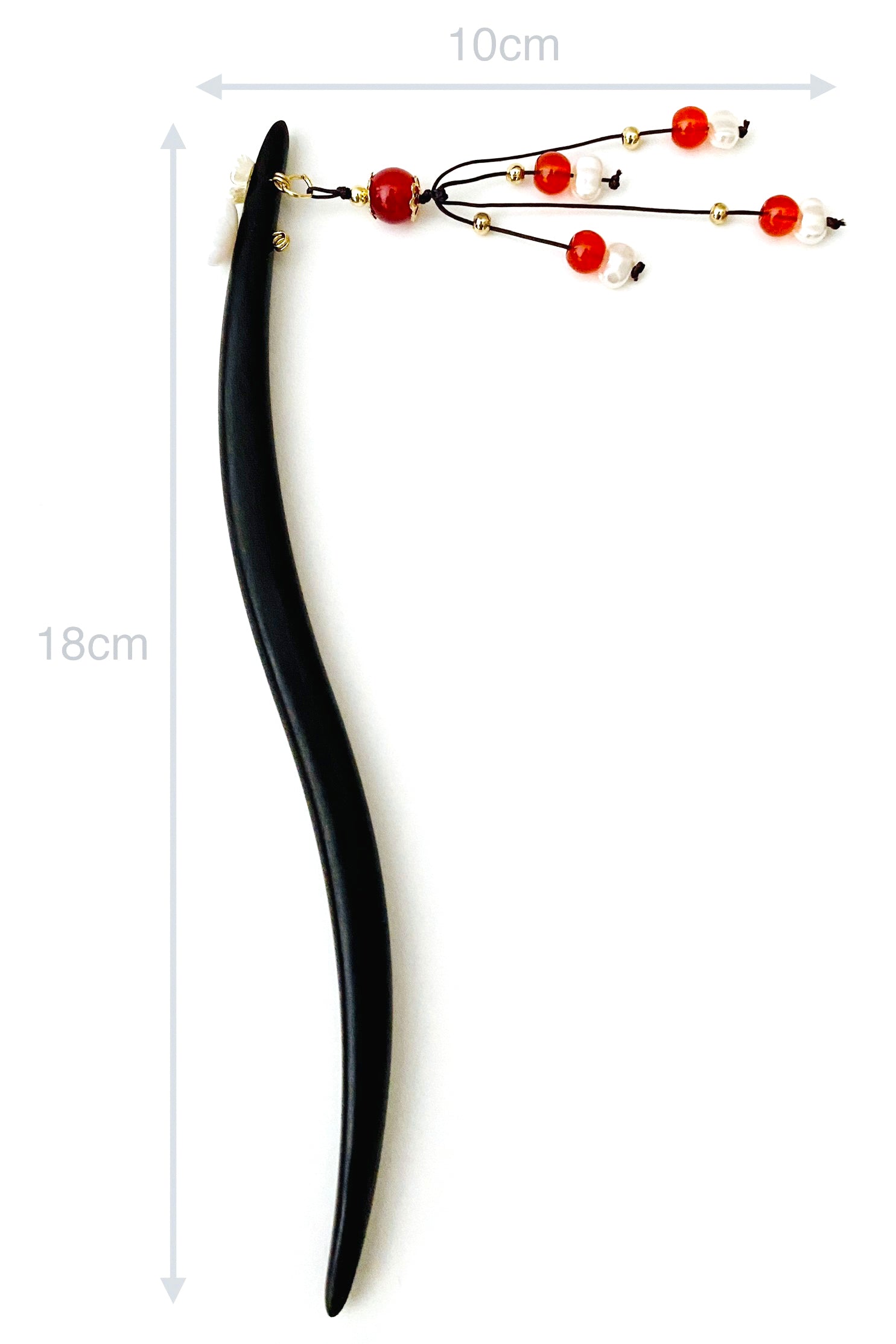 Épingle à cheveux en bois de style chinois rétro avec des fleurs blanches et pendentif des perles - HanWen Shop