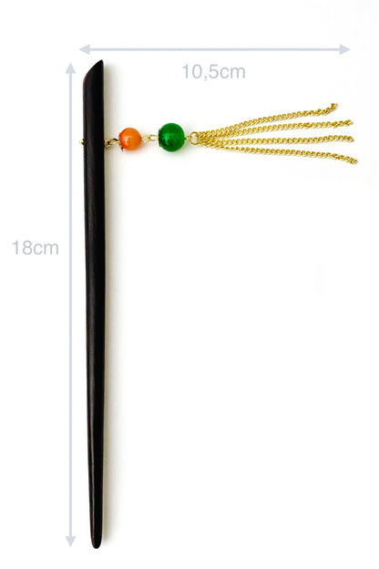 Épingle à cheveux en bois de style chinois rétro avec pendentif des perles - HanWen Shop