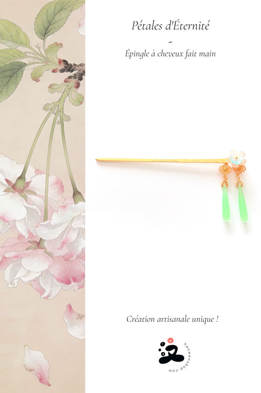 Épingle à cheveux  fait main - Pétales d'Éternité - HanWen Shop